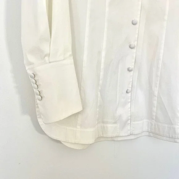 Lafayette 148 New York Ivory Button Up Shirt $448 Elegant Cuffs Women's Size 8‎ - Picture 2 of 8